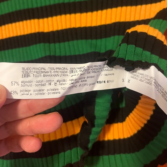 Zara striped black, green and orange ribbed long sleeve top NWT - Picture 7 of 9